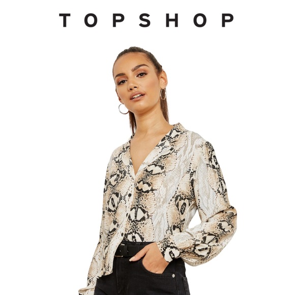 Topshop Tops - TOPSHOP Long Sleeve Snake Print Shirt